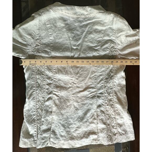 J. Jill 100% Linen Cardigan Womens L Beige Jacket Embroidered Long Sleeve Tunic - Picture 4 of 5